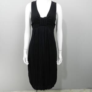 Max Mara Pianoforte Empire Bow Midi Dress Sz S Black Chiffon Cocktail‎ Evening